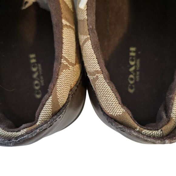 Coach Barrett ll sneakers, brown/tan monogram signature, fabric. Size 9. - Picture 5 of 8